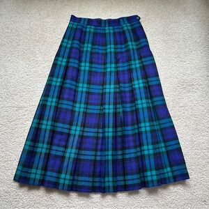 Plaid Blue and Green Women's Wool Skirt